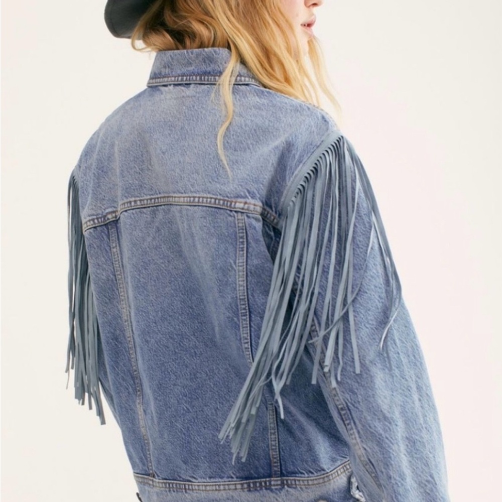 FREE PEOPLE We The Free After Hours Fringe Denim Jacket - Picture 5 of 12